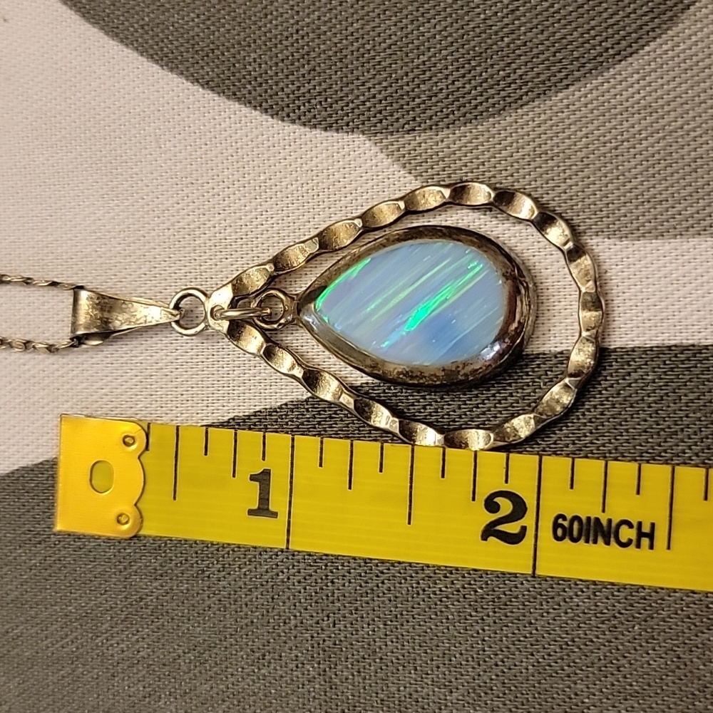 Stunning Mexican Opal Necklace - Teardrop Pendant - Picture 6 of 6